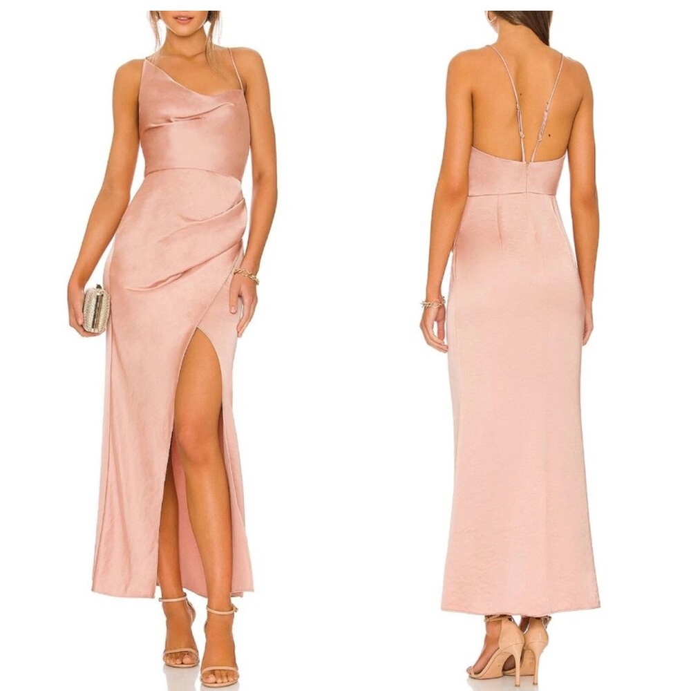 Significant Other Aria Draped Asymmetrical Gown in Nougat Sz 6